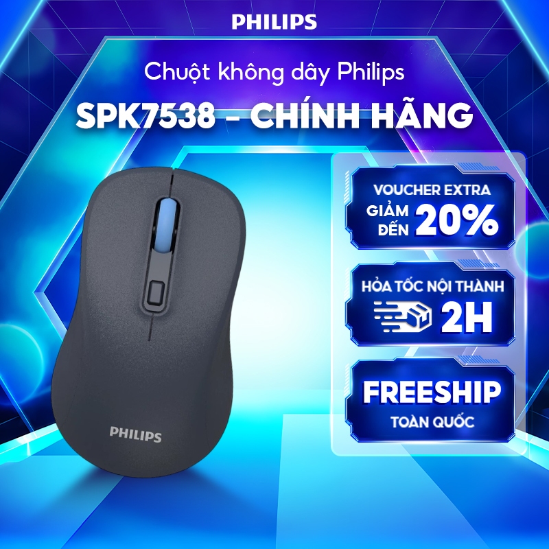 Chuột không dây Bluetooth Philips SPK7538 Chính Hãng – Kết nối kép 2.4GHz & Bluetooth