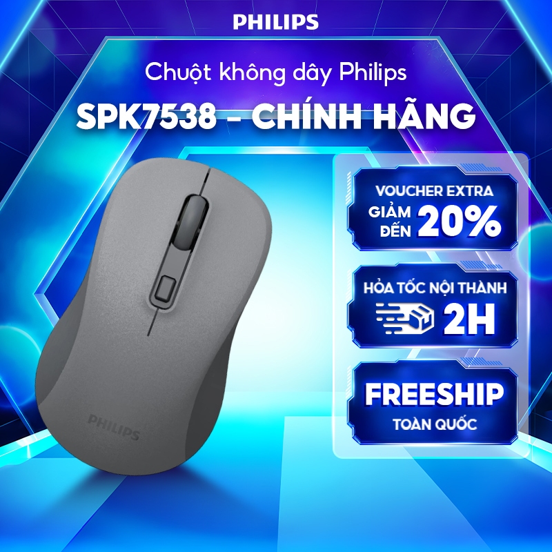 Chuột không dây Bluetooth Philips SPK7538 Chính Hãng – Kết nối kép 2.4GHz & Bluetooth