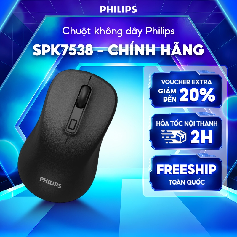 Chuột không dây Bluetooth Philips SPK7538 Chính Hãng – Kết nối kép 2.4GHz & Bluetooth