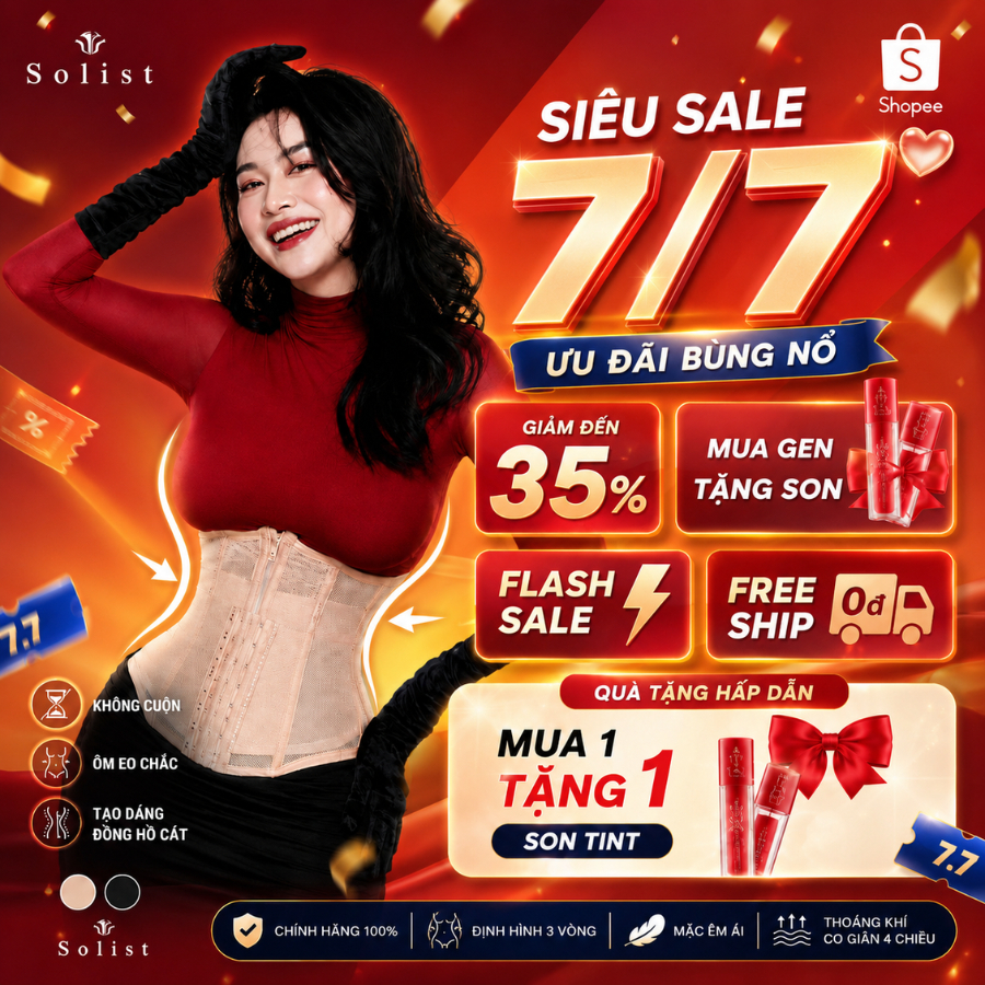 Đai Nịt Bụng Latex Tàng Hình Chống Cuộn Solist - Gen Định Hình Siết Eo G!ả.m Mỡ Sau Sinh Không Lộ Viền [Hạ Size Trọn Đời