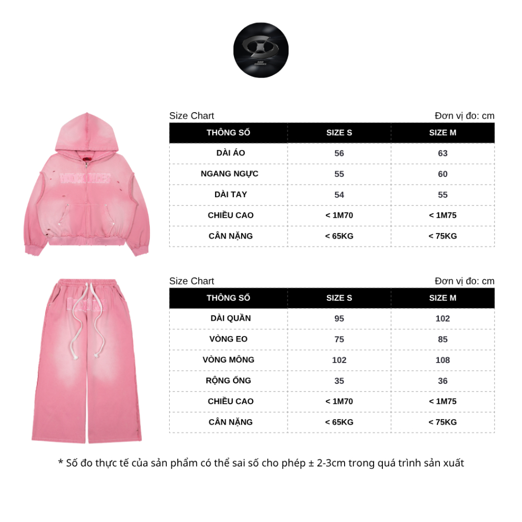 Bad Choices | Set bộ nỉ HỒNG chân cua ROUGH Stitch thêu đắp đính đinh tán [CÓ TÁCH LẺ]