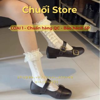 Giày bệt nữ da PU tổng hợp dệt vải đế cao su phong cách cổ điển nhẹ nhàng nữ tính siêu xinh