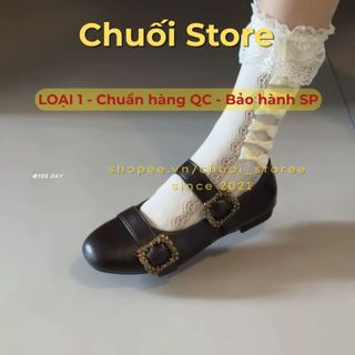 Giày bệt nữ da PU tổng hợp dệt vải đế cao su phong cách cổ điển nhẹ nhàng nữ tính siêu xinh