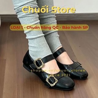Giày bệt nữ da PU tổng hợp dệt vải đế cao su phong cách cổ điển nhẹ nhàng nữ tính siêu xinh
