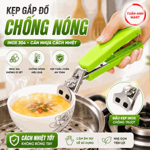 Combo 2 cái Kẹp gắp đồ chống nóng inox cán nhựa xanh GN002