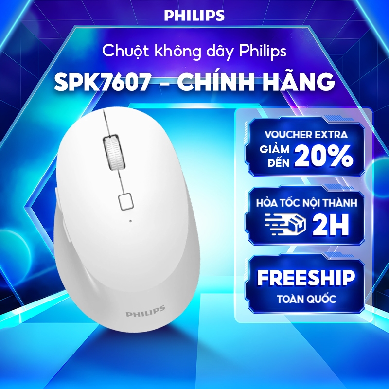 Chuột không dây Philips SPK7607 Chính Hãng – Kết nối 2.4GHz ổn định, pin lâu, dùng cho laptop, PC