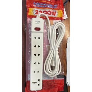 Ổ Cắm 6 Lỗ Lõi Sứ chống cháy 2200W SOPOKA 6M2-5 dây 4.5m – Có Dây, Công Tắc