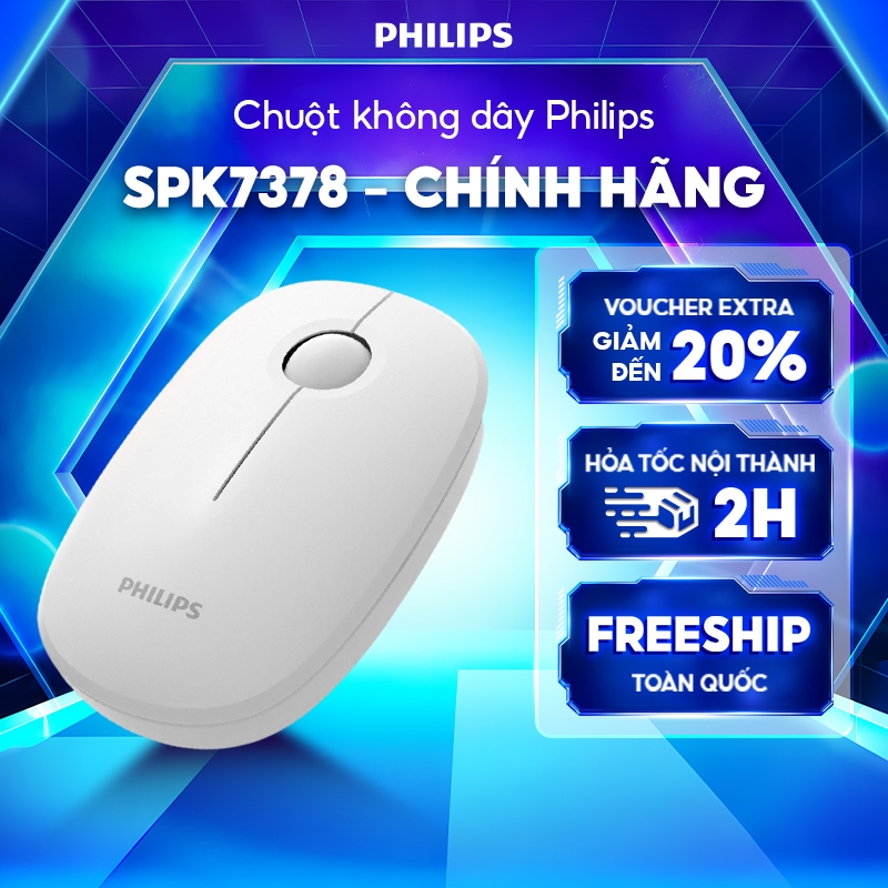 Chuột không dây Philips SPK7378 Chính Hãng – Kết nối 2.4GHz ổn định, thiết kế nhỏ gọn, pin bền