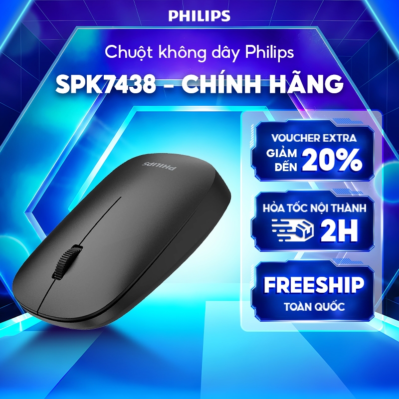 Chuột không dây Bluetooth Philips SPK7438 Chính Hãng – Kết nối kép Bluetooth & USB, pin siêu lâu