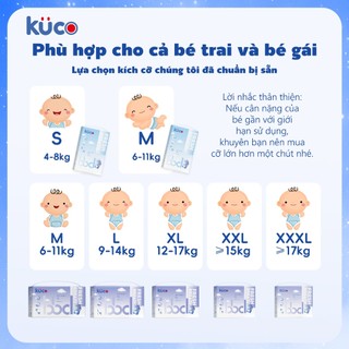 [Quà tặng miễn phí - Băng vệ sinh quần] Tã quần/Tã dán KUCO Khô Thoáng -  Thoáng Khí Mega Jumbo S-XXXL