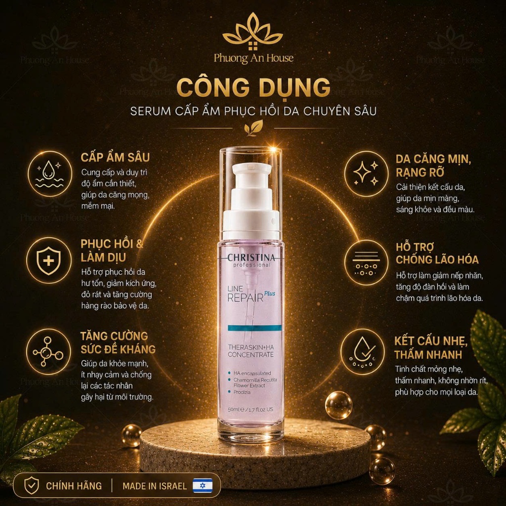 Serum Christina Line Repair Plus Theraskin HA Concentrate 50ml Cấp Ẩm Phục Hồi Da
