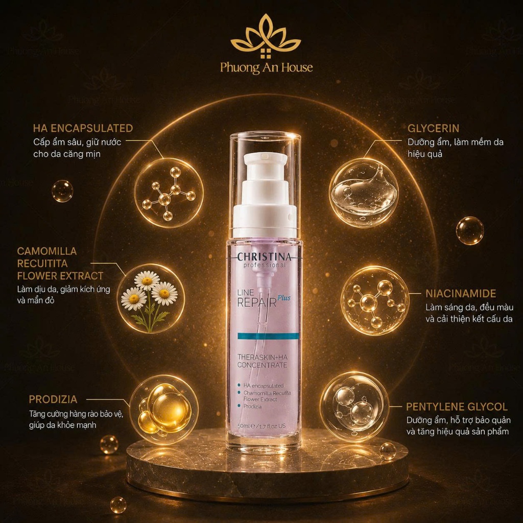 Serum Christina Line Repair Plus Theraskin HA Concentrate 50ml Cấp Ẩm Phục Hồi Da