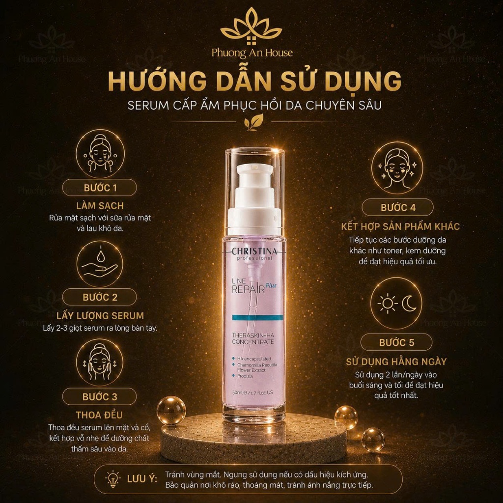 Serum Christina Line Repair Plus Theraskin HA Concentrate 50ml Cấp Ẩm Phục Hồi Da