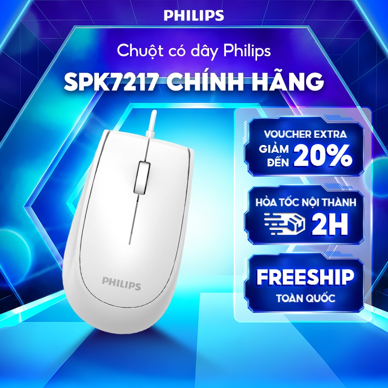 Chuột có dây Philips SPK7217 Chính Hãng – Thiết kế công thái học, dây USB bền, độ nhạy cao