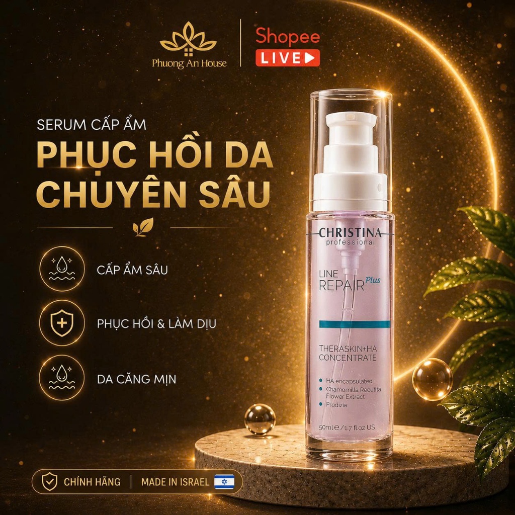 Serum Christina Line Repair Plus Theraskin HA Concentrate 50ml Cấp Ẩm Phục Hồi Da