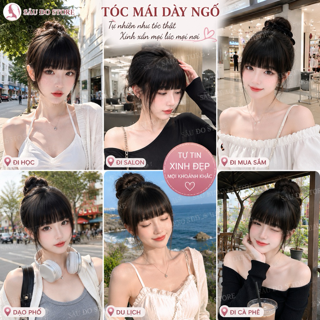 [Top Bán Chạy] Tóc Giả Mái Ngố Nữ Cao Cấp Đủ Màu Tự Nhiên Như Tóc Thật Dễ Đeo Dễ Tạo Kiểu