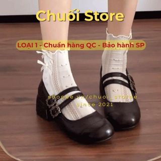 Giày lolita nữ da PU tổng hợp dệt vải đế cao su thanh lịch tinh tế dịu dàng thoải mái