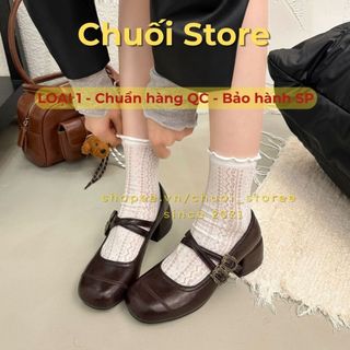 Giày lolita nữ da PU tổng hợp dệt vải đế cao su thanh lịch nữ tính dịu dàng tinh tế