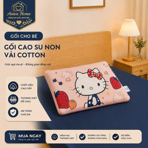 Gối nằm cho bé Aniva Home cotton cao su non, thiết kế ôm đầu cổ, êm ái, thoáng mát, bảo vệ giấc ngủ