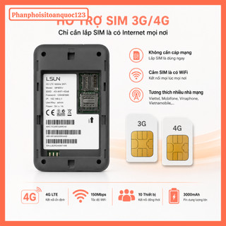Bộ Phát WiFi 4G LSUN MF605V – Cắm SIM Tốc Độ 150Mbps – Pin 3000mAh – LCD – Kết Nối 10 Thiết Bị