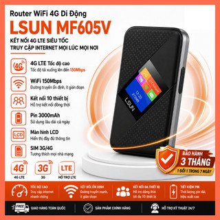 Bộ Phát WiFi 4G LSUN MF605V – Cắm SIM Tốc Độ 150Mbps – Pin 3000mAh – LCD – Kết Nối 10 Thiết Bị