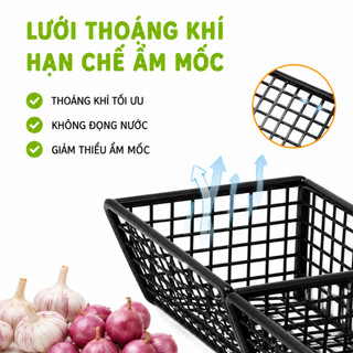 Kệ Gia Vị 3 Ngăn 2 Tầng Nhà Bếp Để Hành Tỏi GD57 - Kệ Giỏ Lưới 3 Ngăn Đựng Hành Tỏi Dán Tường GD58