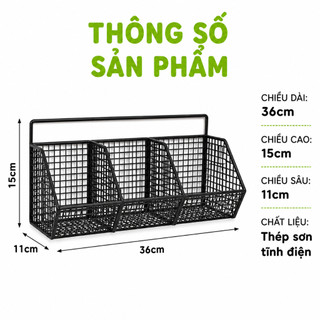 Kệ Gia Vị 3 Ngăn 2 Tầng Nhà Bếp Để Hành Tỏi GD57 - Kệ Giỏ Lưới 3 Ngăn Đựng Hành Tỏi Dán Tường GD58