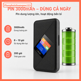 Bộ Phát WiFi 4G LSUN MF605V – Cắm SIM Tốc Độ 150Mbps – Pin 3000mAh – LCD – Kết Nối 10 Thiết Bị