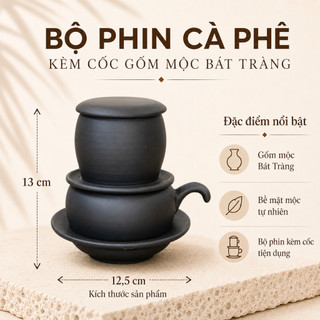 Bộ phin cà phê tử sa đất nung Bát Tràng - Phin gốm thủ công pha cà phê truyền thống, decor vintage - Gốm Việt Pottery