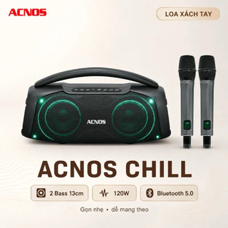LOA KARAOKE ACNOS CHILL CÔNG SUẤT 120W có app điều chỉnh âm thanh echo delay reverb 2 micro tại audio viet nam store