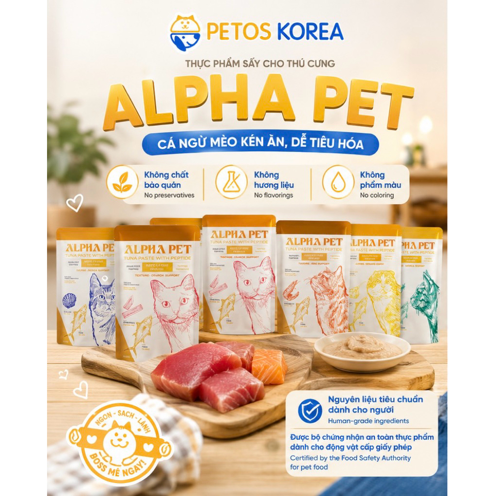[COMBO 12-24GÓI]Pate cho mèo Alpha Pet 60g Việt Nam gói nhỏ tiện lợi 8 vị cá ngừ phô mai tôm cá hồi thơm ngon