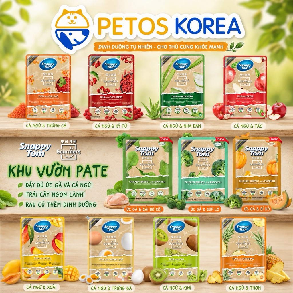 [COMBO 12-24GÓI]Pate Snappy Tom Trái Cây 70g hộp 24gói cho mèo cá ngừ kết hợp trái cây hỗ trợ tiêu hóa