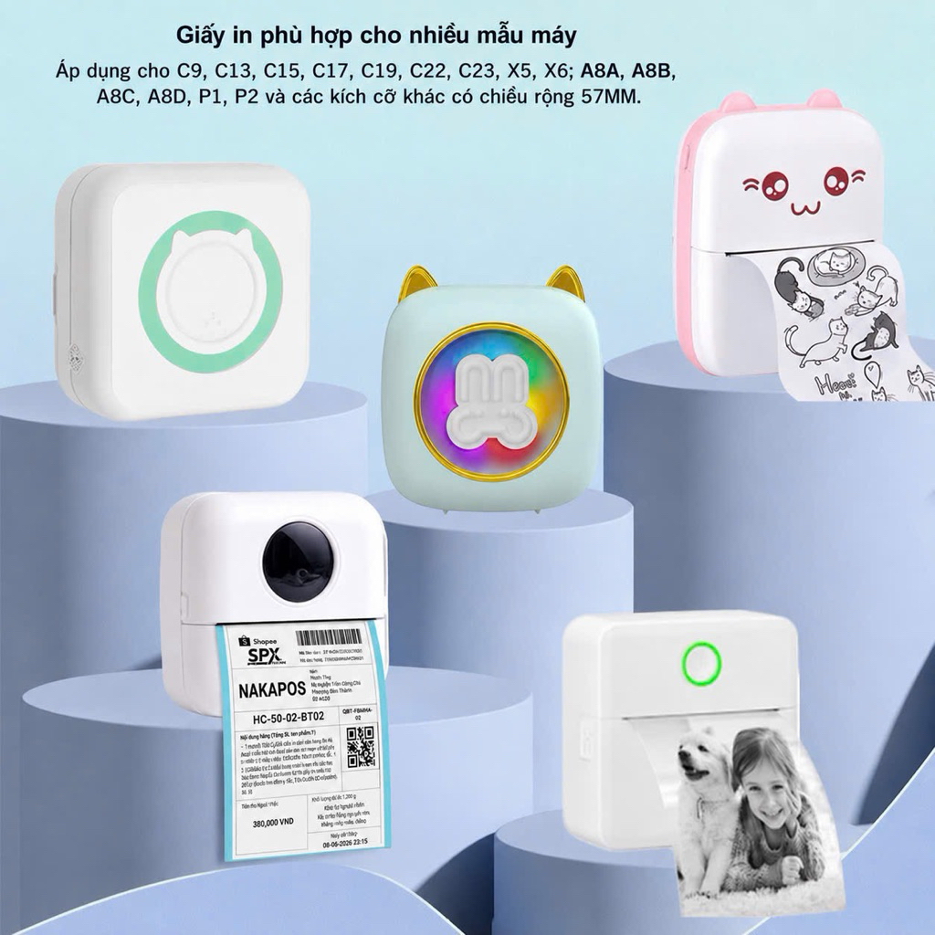 Giấy in bill K57x30 DÁN ĐƯỢC giấy in hóa đơn giấy in nhiệt cho dòng Mini in đơn hàng in vận đơn K57*30 cuộn lẻ