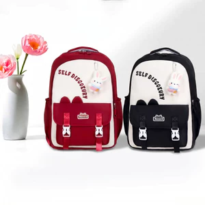 Balo Đi Học Nữ Cấp 2, Cấp 3 Sinh Viên 47cm Nhiều Ngăn Đựng Laptop, Cặp Học Sinh Hàn Quốc 8836 Tặng Kèm Charm Thỏ