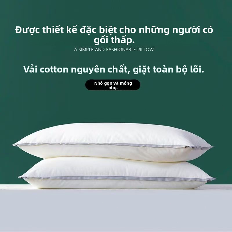 【Ten Beans】Gối Siêu Thấp Gối Mềm Thấp Mỏng Cotton Bảo Vệ Cổ Tử Cung Người Lớn Đơn Học Sinh Hỗ Trợ Giấc Ngủ Cho Bé Trẻ Em