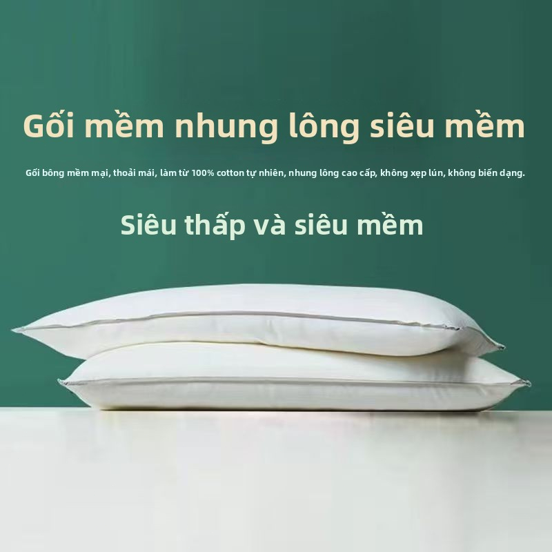 【Ten Beans】Gối Siêu Thấp Gối Mềm Thấp Mỏng Cotton Bảo Vệ Cổ Tử Cung Người Lớn Đơn Học Sinh Hỗ Trợ Giấc Ngủ Cho Bé Trẻ Em