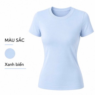 Áo Thun Nữ SUSU Cotton Cổ Tròn Co Giãn 4 Chiều, Form Ôm Body Thắt Eo Tôn Dáng, Áo Basic Tay Ngắn Cao Cấp