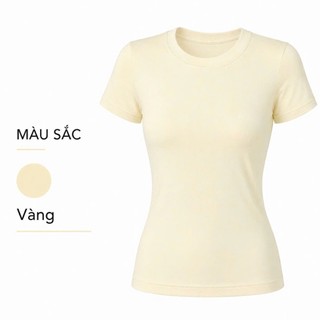 Áo Thun Nữ SUSU Cotton Cổ Tròn Co Giãn 4 Chiều, Form Ôm Body Thắt Eo Tôn Dáng, Áo Basic Tay Ngắn Cao Cấp