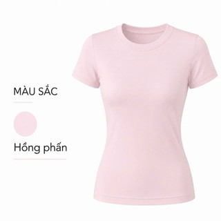 Áo Thun Nữ SUSU Cotton Cổ Tròn Co Giãn 4 Chiều, Form Ôm Body Thắt Eo Tôn Dáng, Áo Basic Tay Ngắn Cao Cấp
