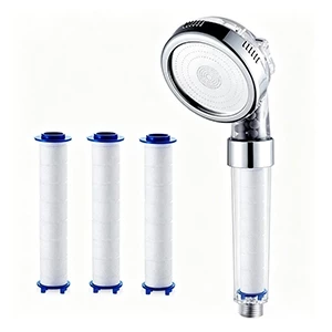 Vòi Sen Tắm Tăng Áp Kèm 3 Lõi Lọc , vòi sen bông PP, hạt ion âm lọc nước 3 chế độ trong suốt