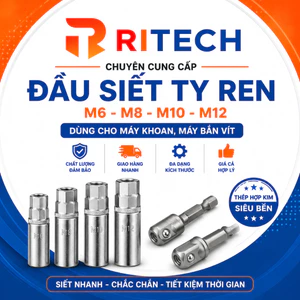 Đầu Khẩu Siết Ty Ren RITECH M6 M8 M10 M12 Chuôi Lục Giác 1/4 Inch Dùng Cho Máy Khoan, Máy Bắn Vít