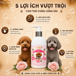 Sữa Tắm Xả Cho Chó Mèo 2in1 Louis POODLE ROSE 3-500ml Kiêm Dầu Xả Thú Cưng Chính Hãng