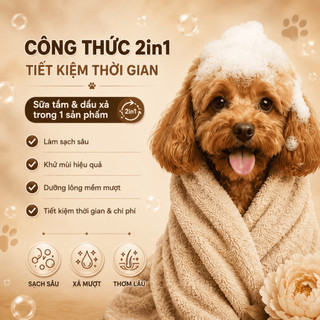 Sữa Tắm Xả Cho Chó Mèo 2in1 Louis POODLE ROSE 3-500ml Kiêm Dầu Xả Thú Cưng Chính Hãng
