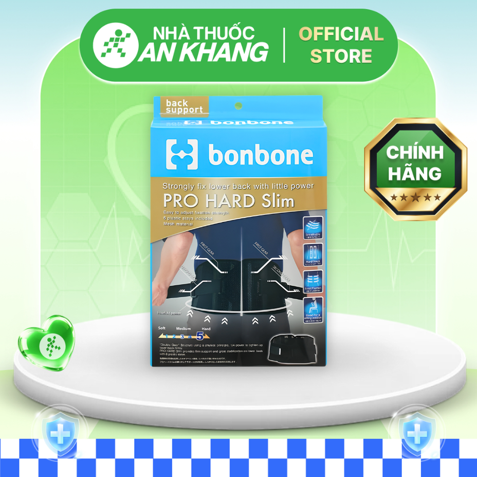Đai Lưng Cột Sống Bonbone Pro Hard Slim Size M (68 - 85 Cm) [Nhà Thuốc An Khang - Chính Hãng 100%]