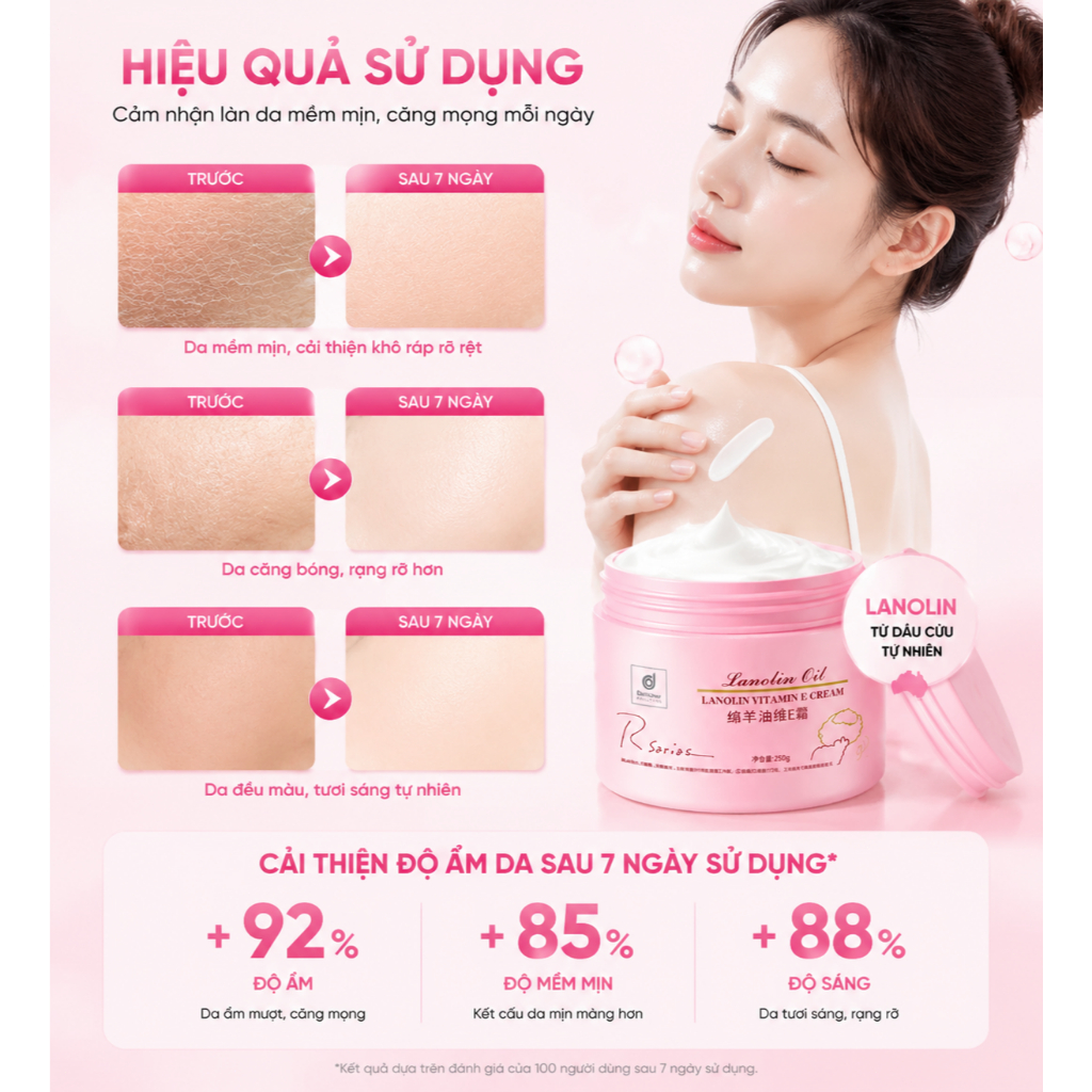 Kem Dưỡng RSARIAS Lanolin Vitamin E – Dưỡng Ẩm Sâu, Da Mềm Mịn Suốt Ngày 250g