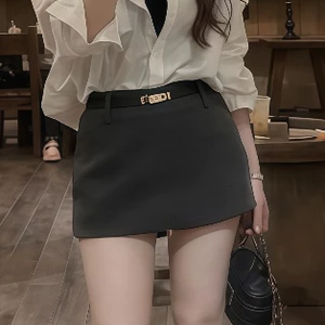 Chân Váy Dạ Ngắn Chữ A (Tặng Thắt Lưng) Nữ Tôn Eo Mùa Thu Đông Kimee KQ176
