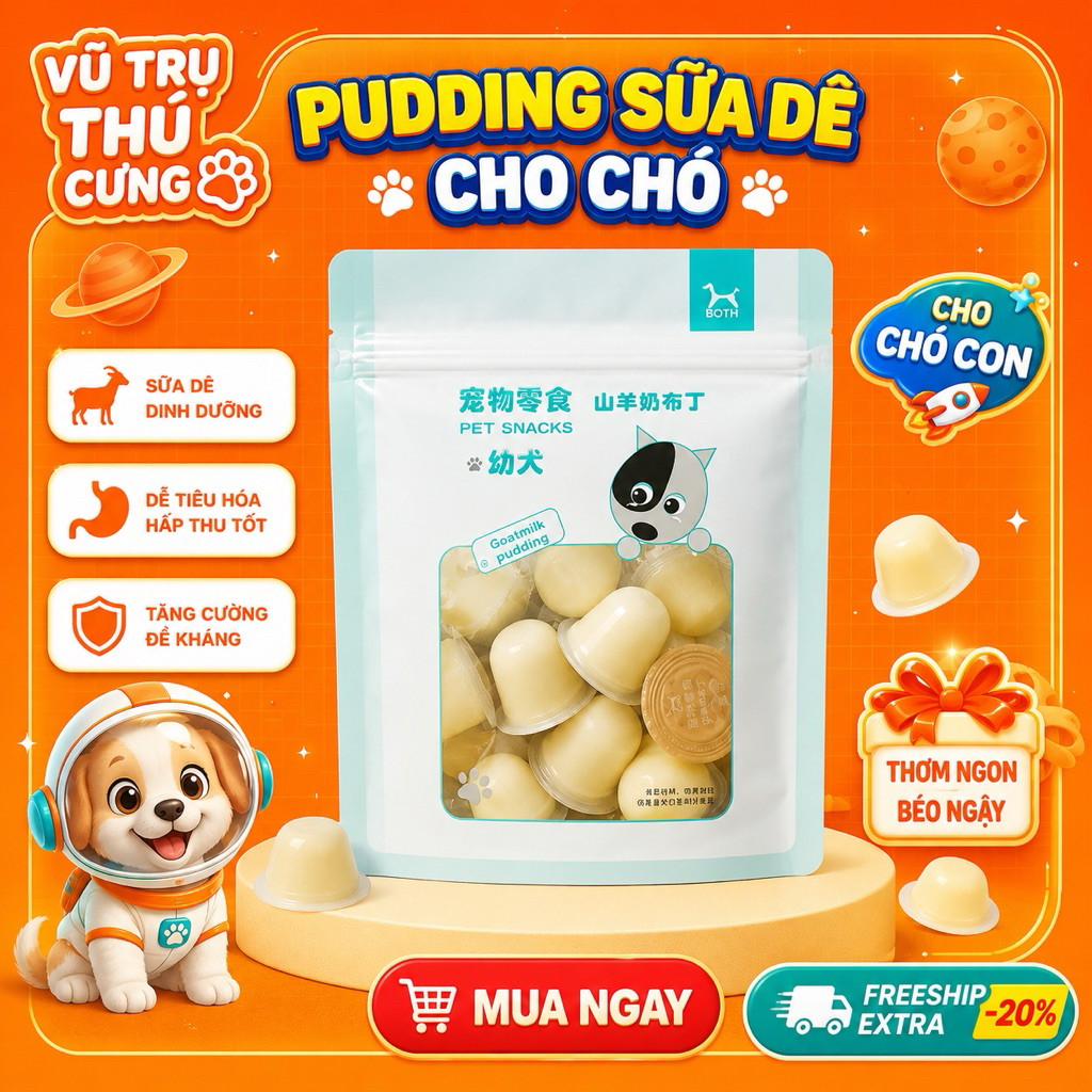 Viên Pudding sữa dê lợi khuẩn, bổ sung Canxi cho Chó