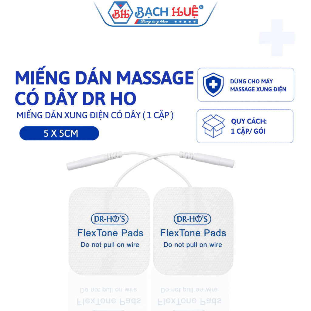 Miếng Dán Máy Massage Dr Ho Cỡ Nhỏ 5x5cm (Cặp 2 Cái) - Miếng Dán Xung Điện Có Dây Thay Thế Giảm Đau