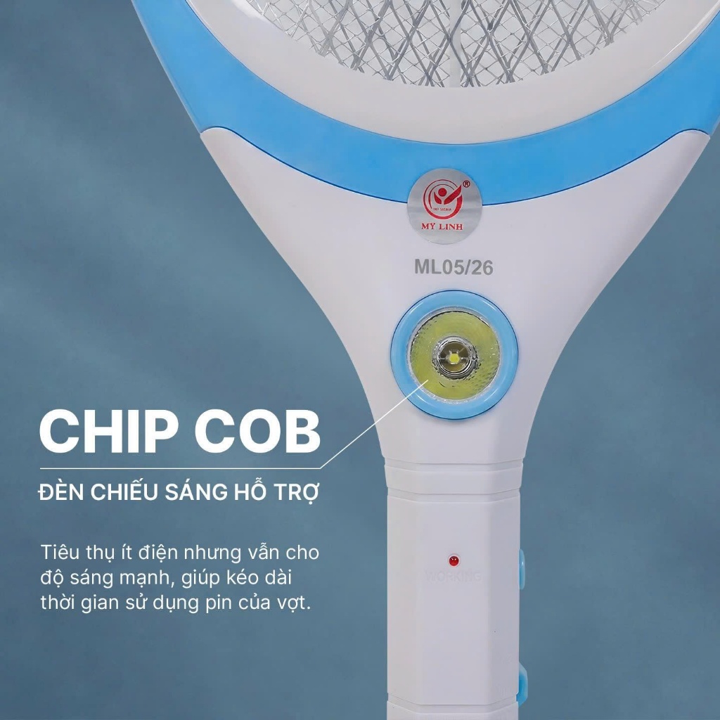 Vợt muỗi EA-ZG0002B, vợt bắt muỗi sạc điện pin 500mAh, tích hợp đèn led COB, chân sạc gấp gọn,3888