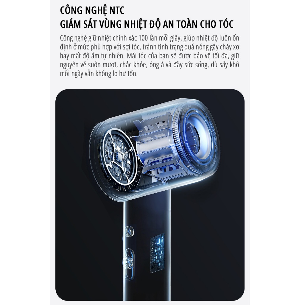 Máy sấy tóc miLife M01 cao cấp, 1600w có 60 triệu ion âm, 2 tốc độ gió 4 mức nhiệt | BigBuy360 - bigbuy360.vn